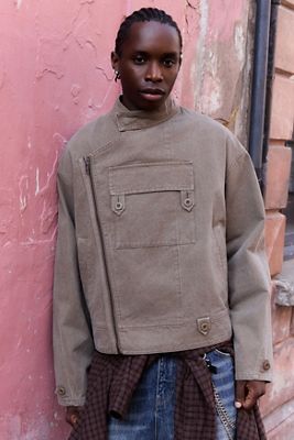 BDG Khaki Canvas Moto Jacket