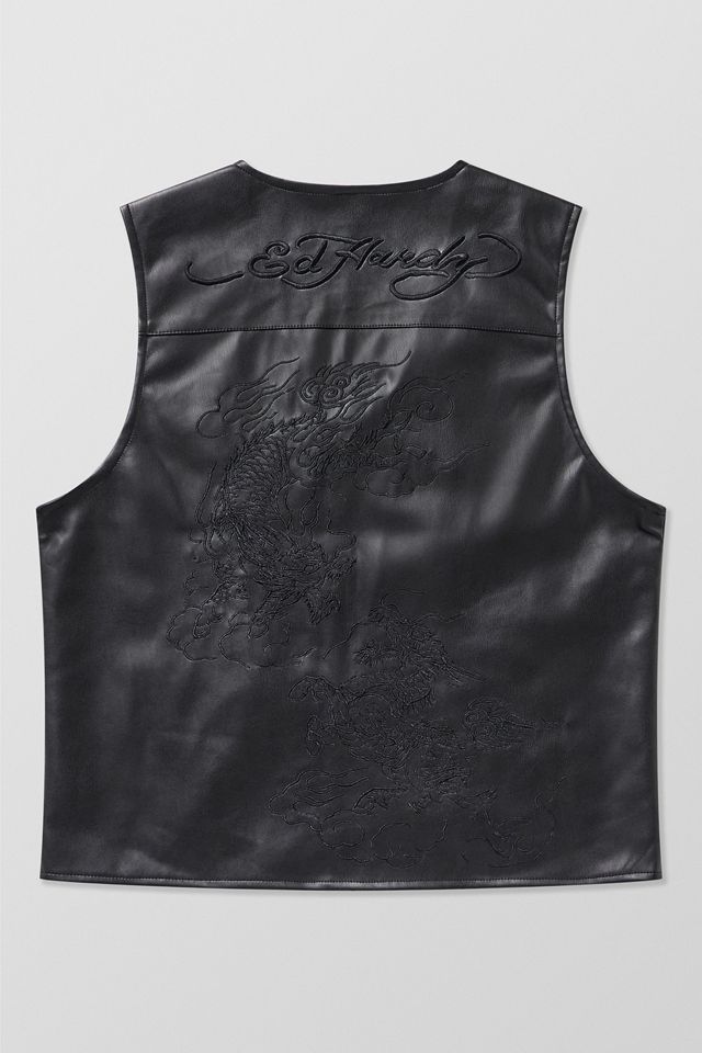 ED Hardy UO Exclusive Black PU Dragon Vest #5