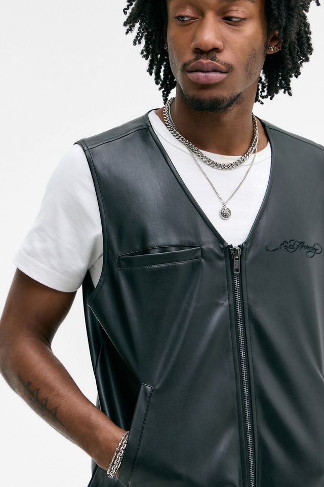 ED Hardy UO Exclusive Black PU Dragon Vest #3