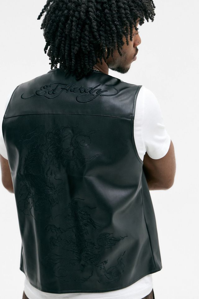 ED Hardy UO Exclusive Black PU Dragon Vest #4