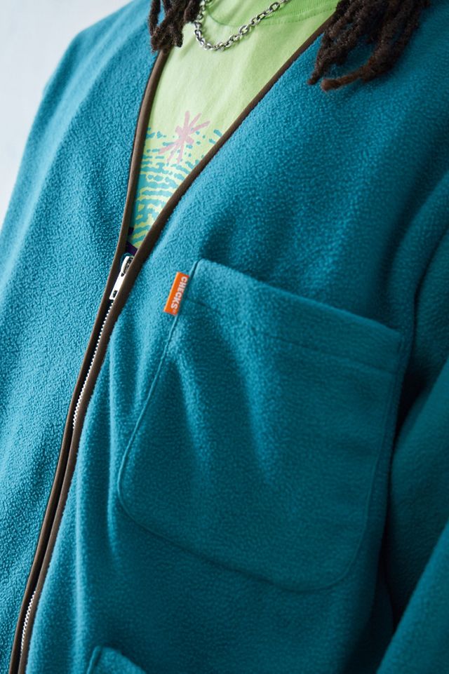 Checks Downtown Teal Fleece ZipUp Cardigan Urban Outfitters UK