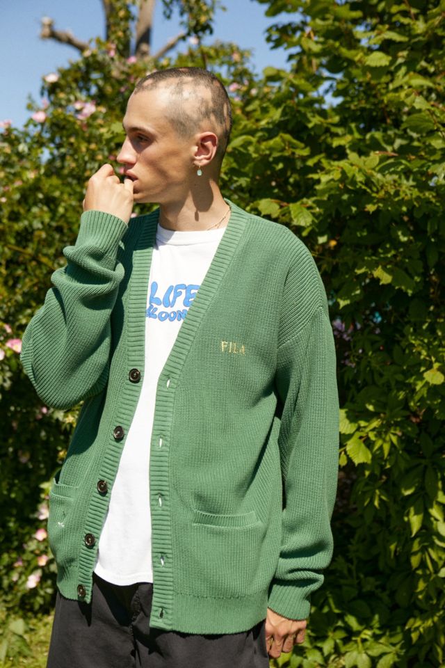 FILA UO Exclusive Green Knitted Cardigan | Urban Outfitters