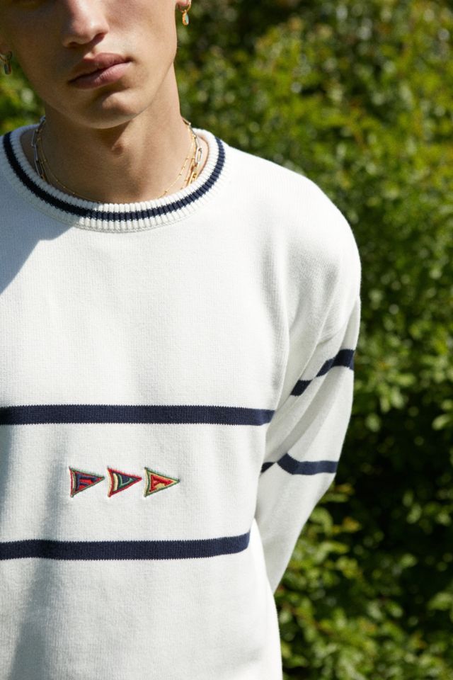 FILA UO Exclusive Ecru Stripe Crew Neck Sweater