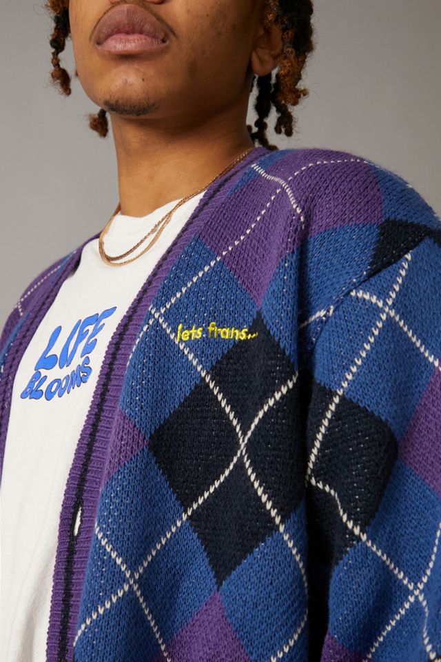 iets frans... – Unisex-Cardigan in Lila mit Argyle-Muster #3