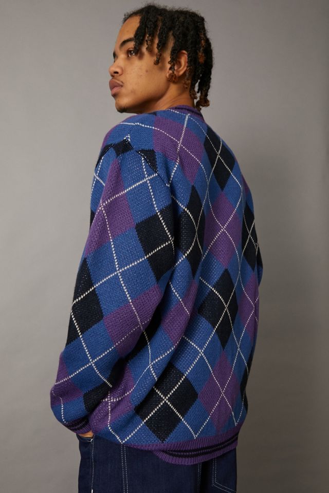 iets frans... – Unisex-Cardigan in Lila mit Argyle-Muster #4