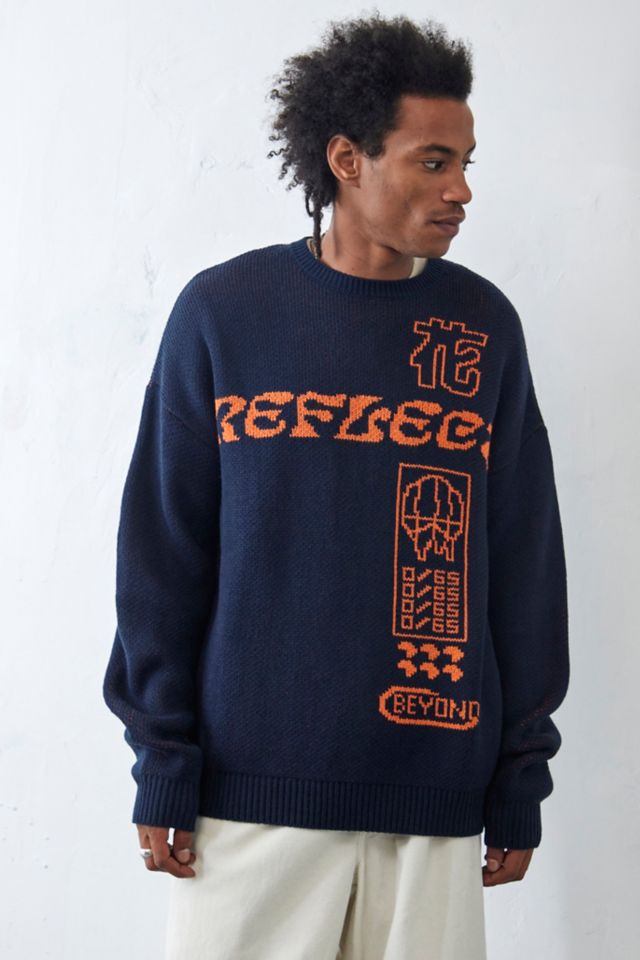 UO Reflect Navy Crew Neck Knit Jumper Urban Outfitters UK