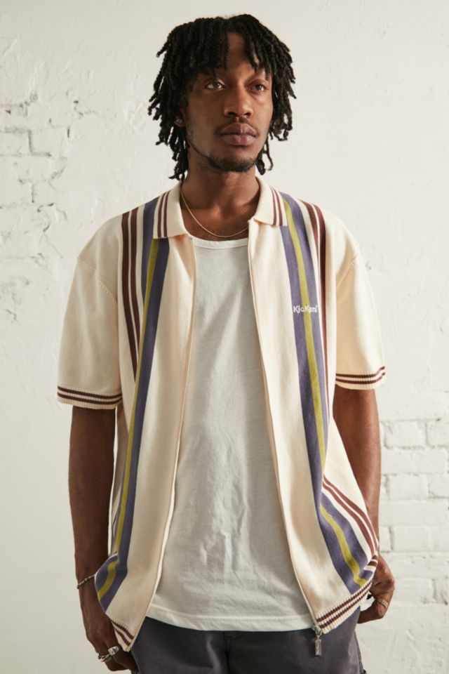 Kickers UO Exclusive Ecru Stripe Zip-Up Polo Shirt | Urban Outfitters UK