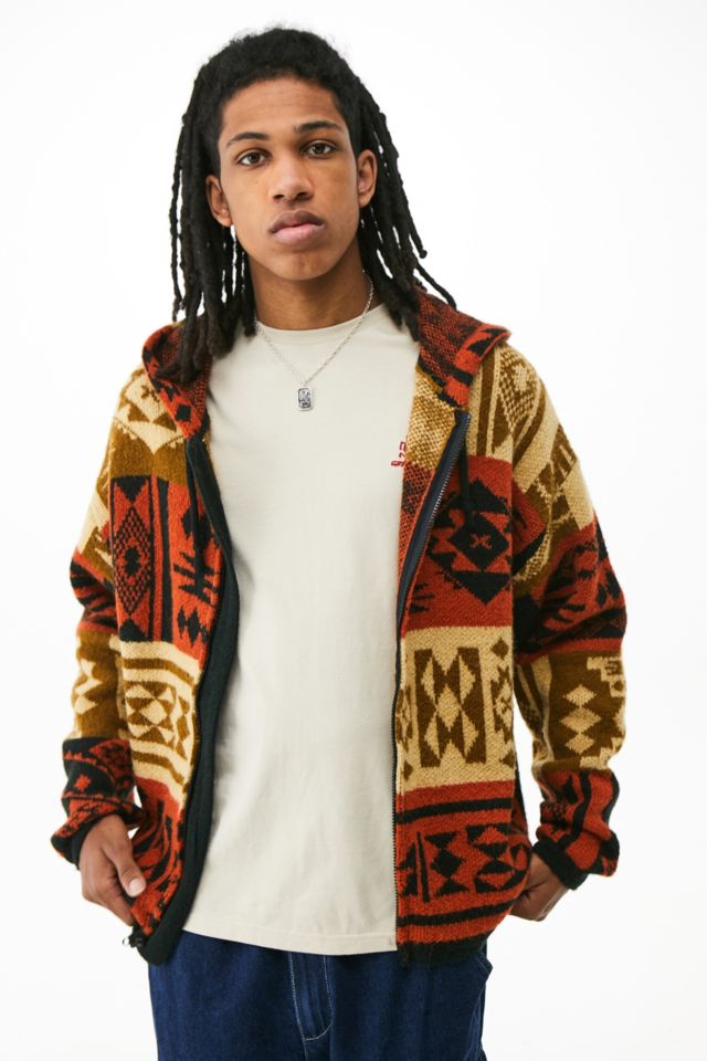 UO Brown Zip Knitted Hoodie | Urban Outfitters UK