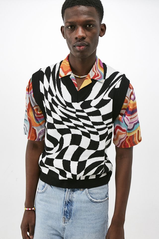 Jaded London Black & White Check-Print Knit Vest | Urban Outfitters UK