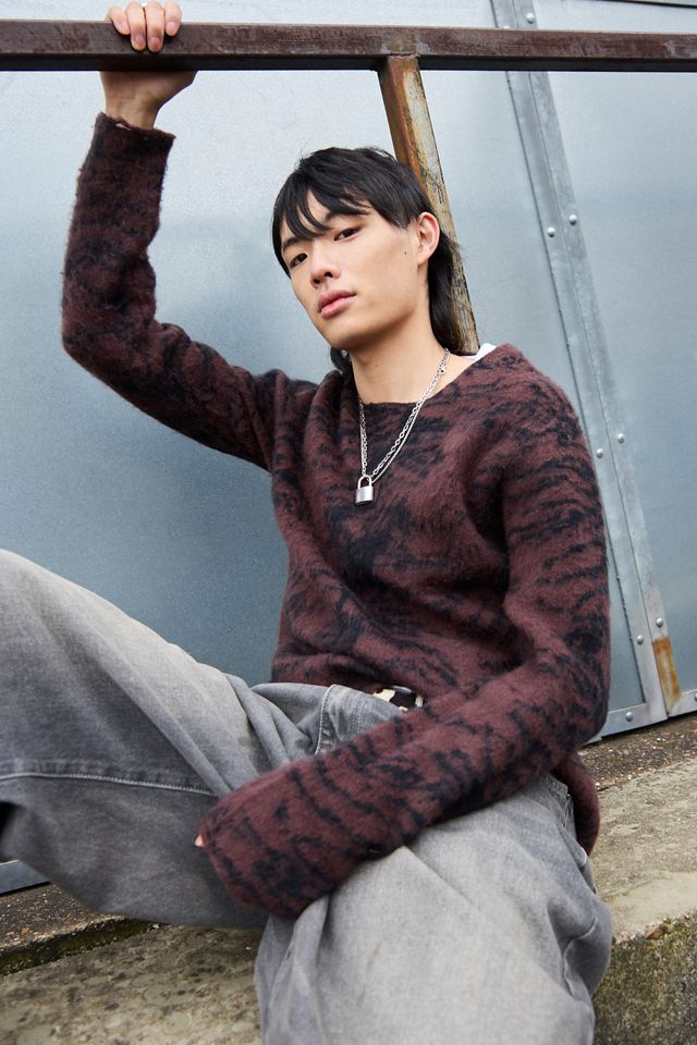 Jaded London Brown Tiger Brushed Knit Jumper | Urban