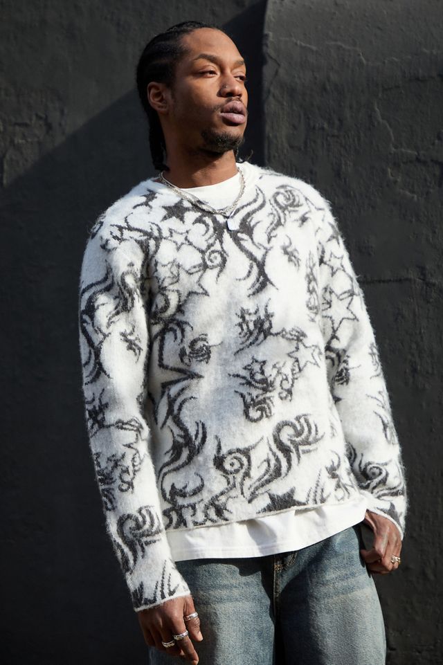 ★JADED LONDON UK★ Scribble Jumper Black Ribcage Knit Jumper | Jaded Man – Jaded London