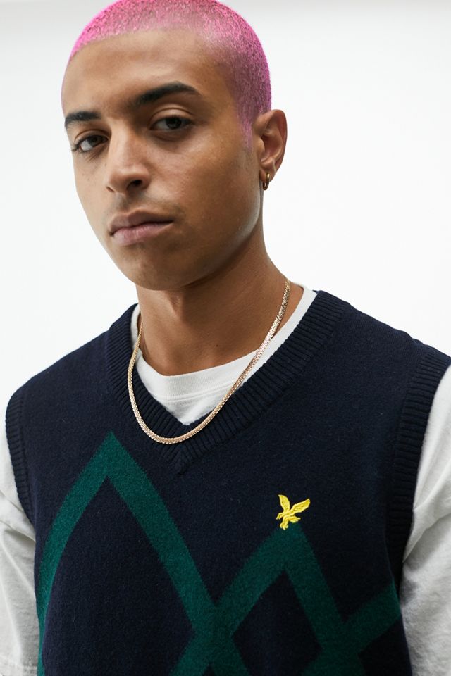 Lyle & Scott Archive UO Exclusive Navy & Green Jacquard Knitted Vest #1