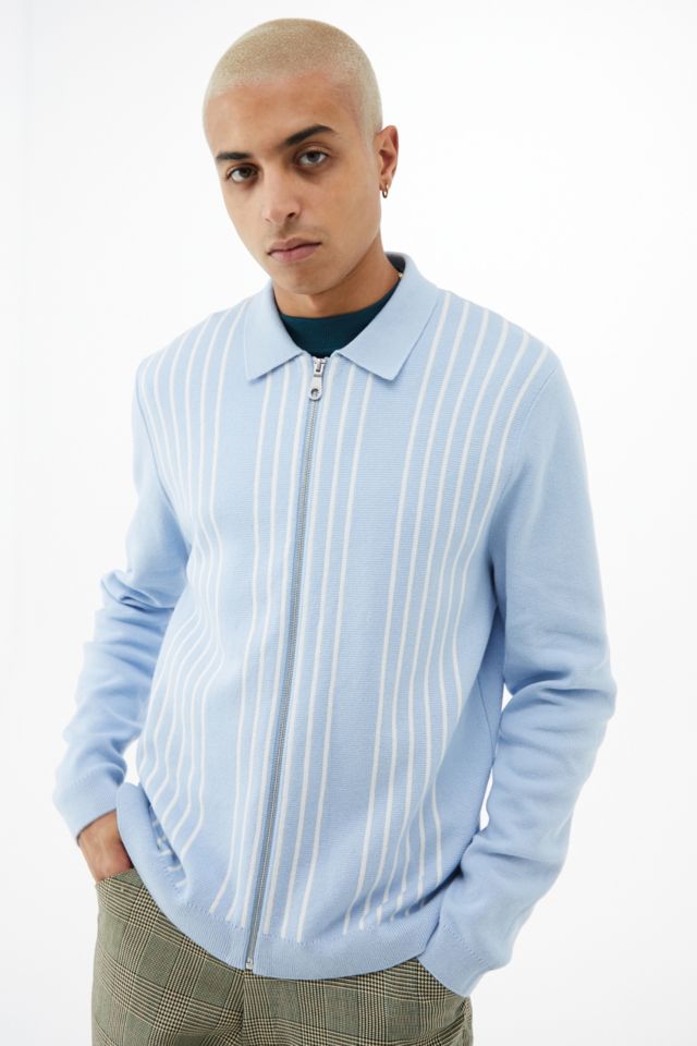 Farah Light Blue Lancaster Zip-Through Polo Shirt | Urban Outfitters UK