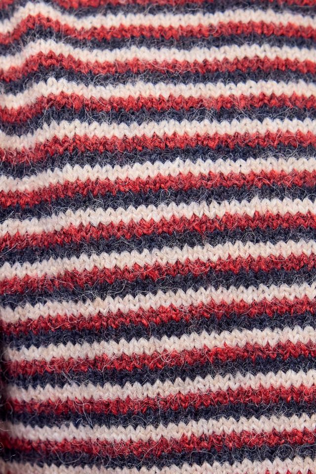 BDG Pullover à micro rayures bleu marine et rouge #2