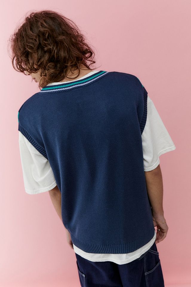 iets frans... Blue Argyle Knitted Vest #3
