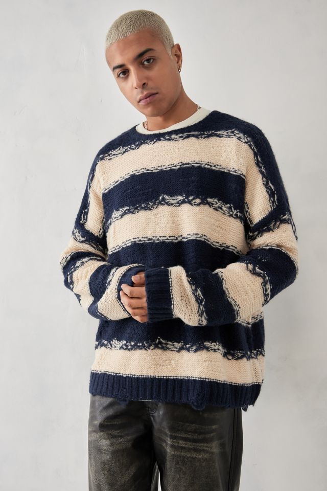 Striped hot sale distressed sweater