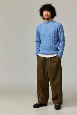 BDG Fluffy Blue Cable Knit Jumper 