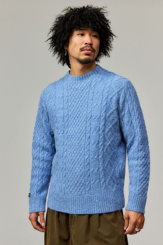 Pull en maille torsadée bleu moelleux BDG #1