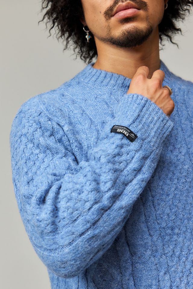 Pull en maille torsadée bleu moelleux BDG #2