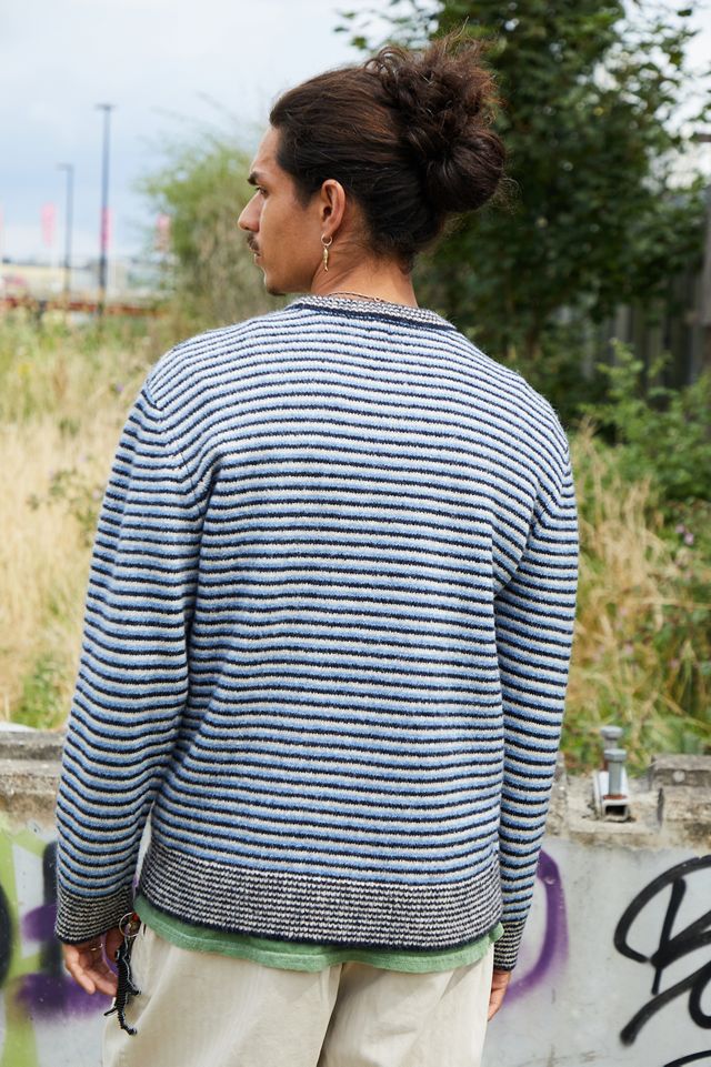 Maglione Lavorato a Maglia a Righe Blu e Blu Navy BDG #1