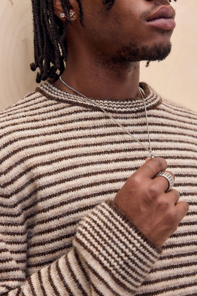 BDG Pull rayé marron et écru micro #1