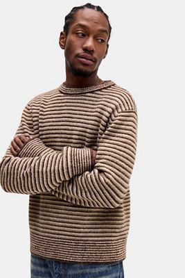 BDG Brauner Mikro-Streifen-Strickpullover