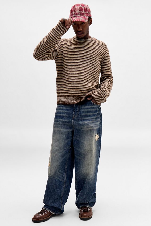 BDG Brown Micro Stripe Knit Jumper #1