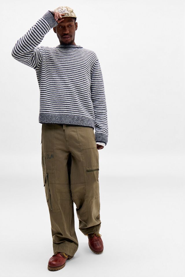 BDG White & Grey Micro Stripe Knit Jumper #1