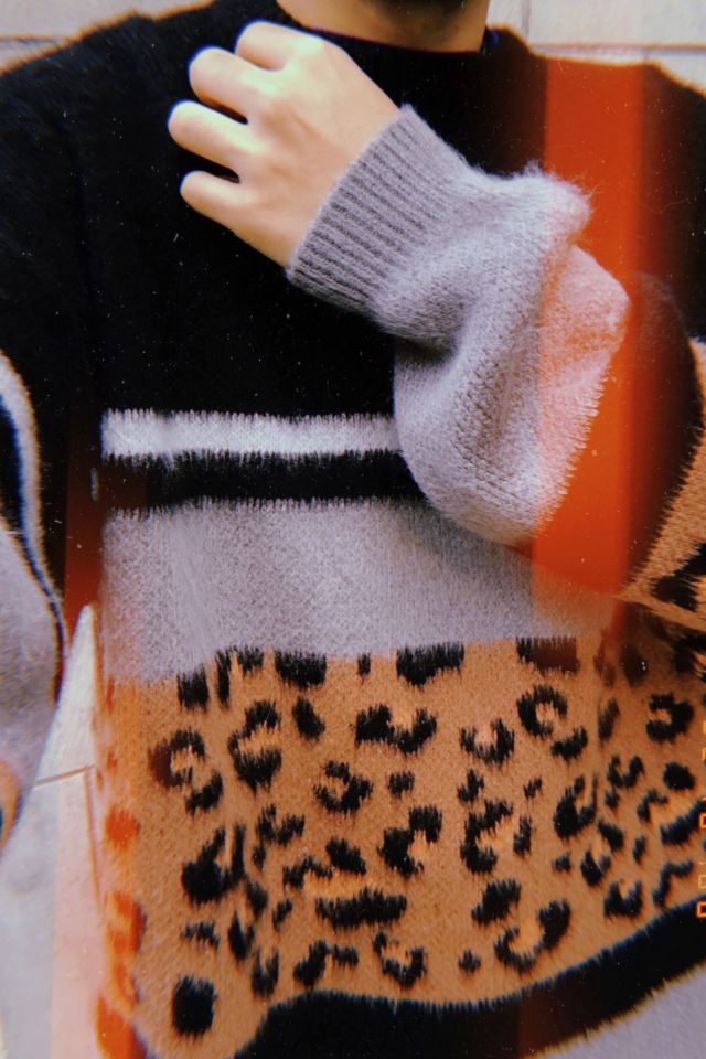 Orange stripe 2025 leopard jumper