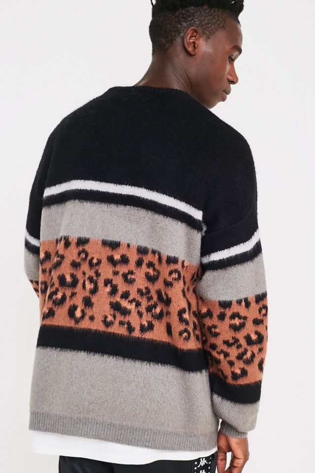 UO - Pull en maille à larges rayures motif léopard #5