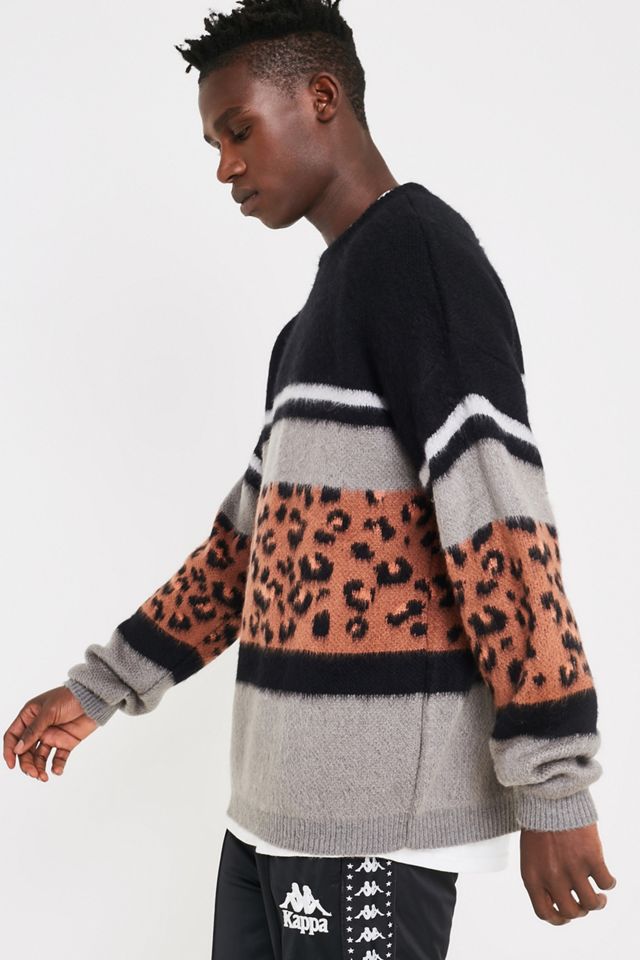 UO - Pull en maille à larges rayures motif léopard #6