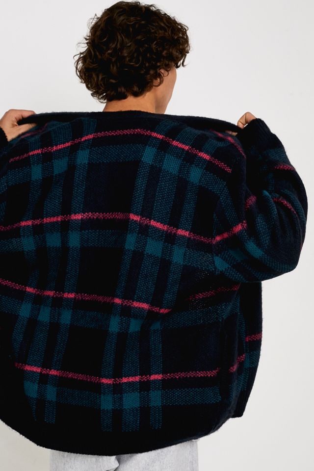 UO - Cardigan à carreaux bleu marine #1