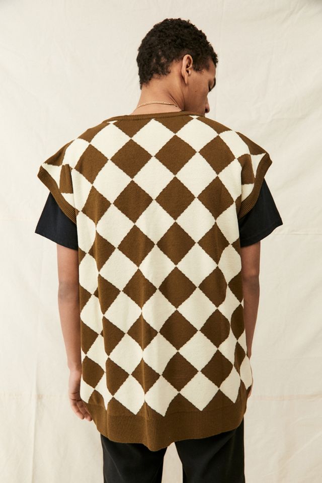 iets frans... Brown Check Sleeveless Cardigan #3