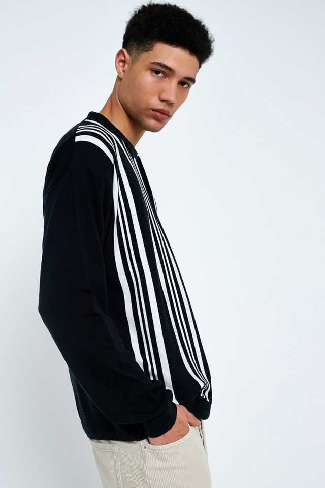 Loom Vertical Stripe Long-Sleeve Polo Shirt #2