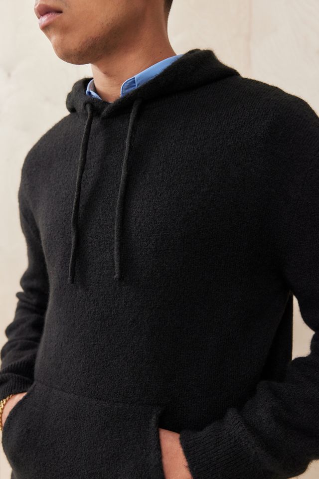 Loom Schwarz Gestrickter Kapuzenpullover #2