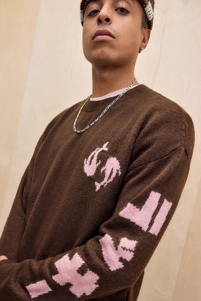 UO Brauner Koi-Fisch Strickpullover #1