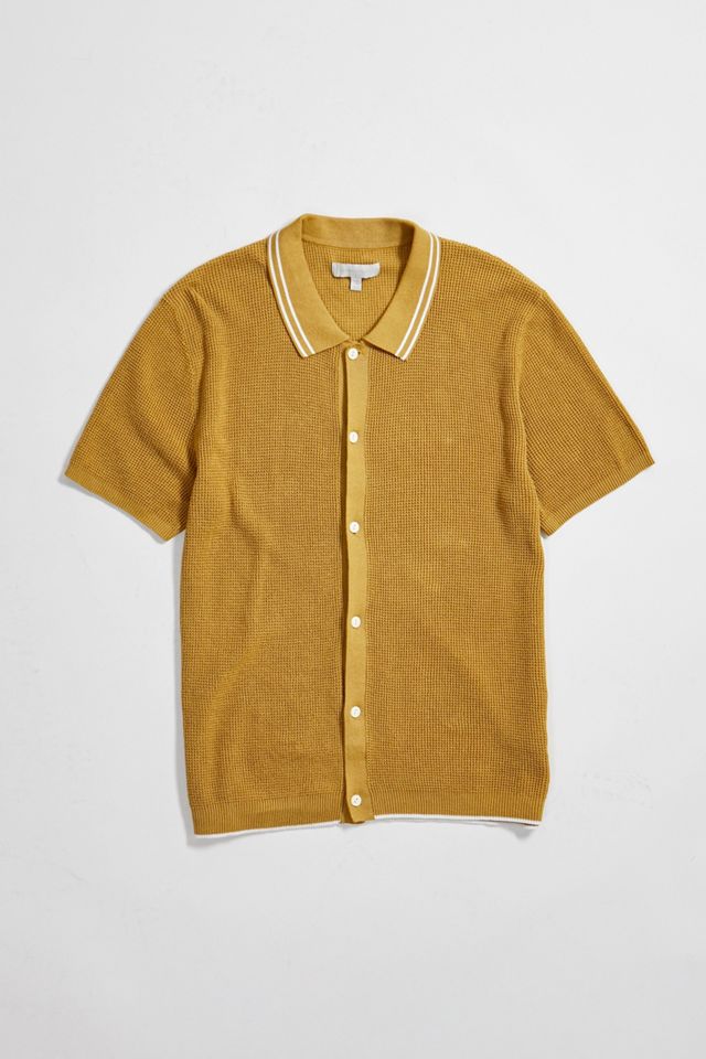 Standard Cloth Mustard Waffle Knit Polo Shirt #2
