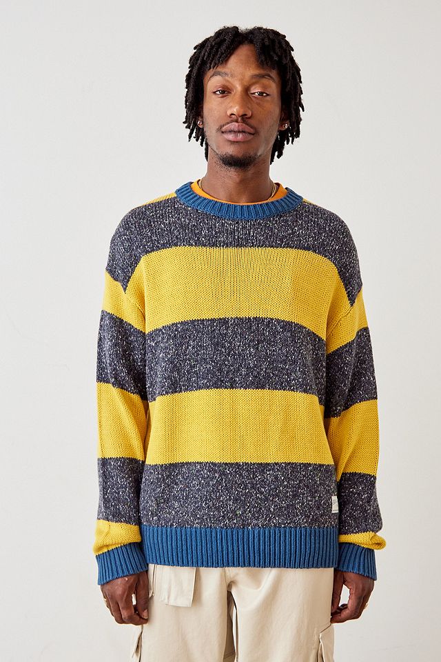 BDG Grey & Yellow Bar Stripe Knit Jumper | Urban Outfitters UK