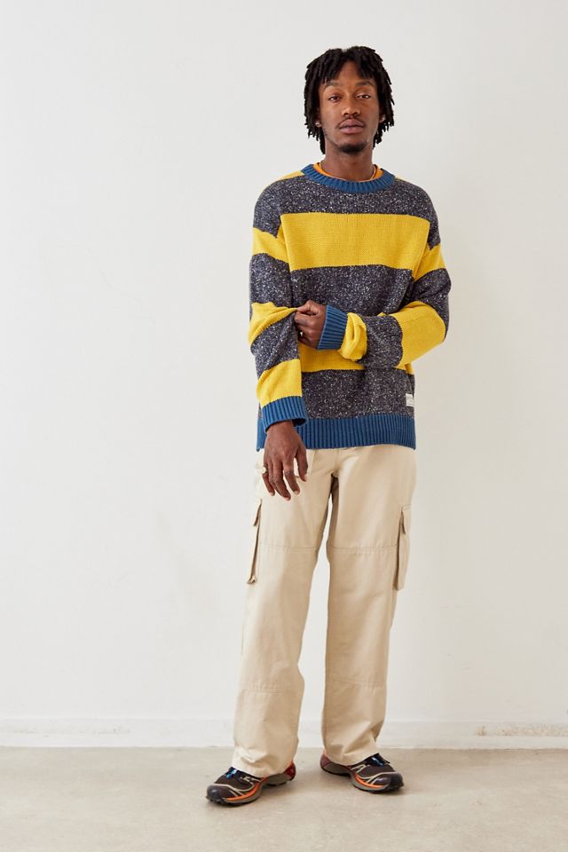 BDG − Strickpullover mit Querstreifen in Grau und Gelb #1