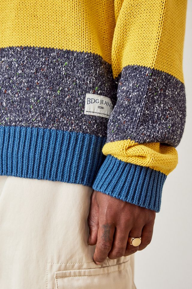 BDG − Strickpullover mit Querstreifen in Grau und Gelb #2