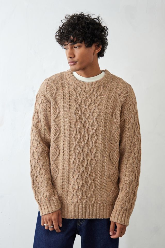 Mens heavy clearance cable knit sweater