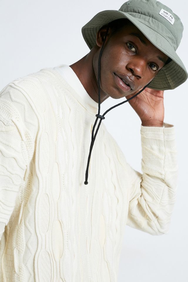 UO Cream Textured Stitched Girocollo Jumper #2