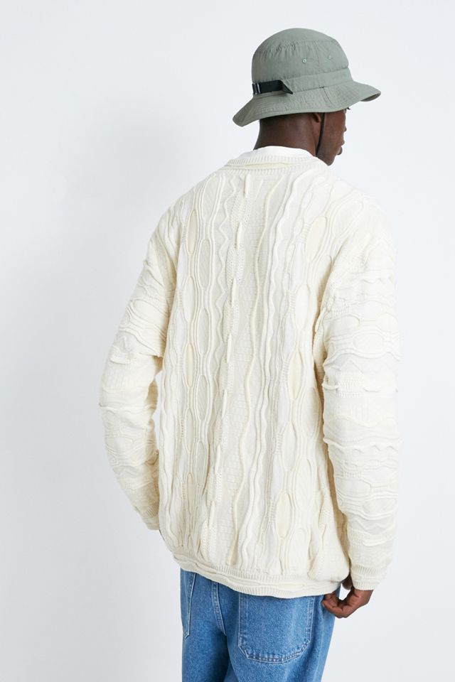 UO Cream Textured Stitched Girocollo Jumper #3