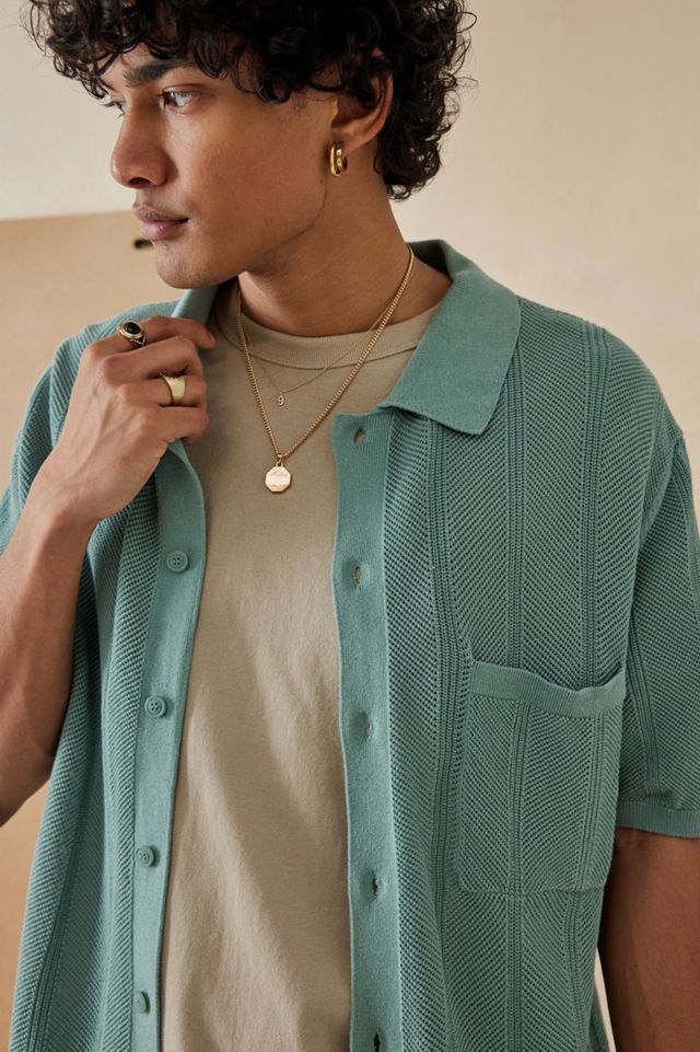 Camicia Lavorata a Maglia BDG Verde Acqua Manica Corta #6