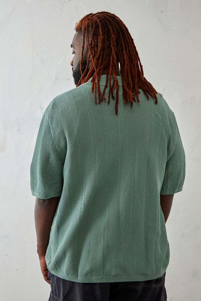 Camicia Lavorata a Maglia BDG Verde Acqua Manica Corta #3