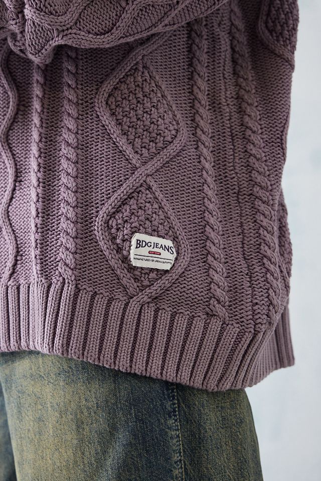Pull en maille torsadée lilas délavé BDG #1