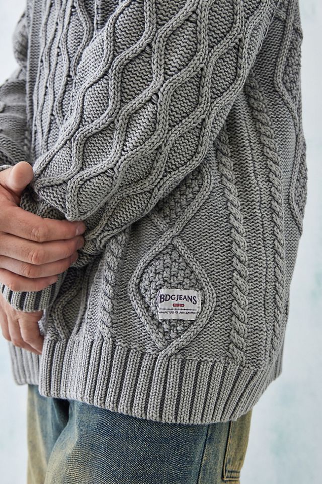BDG Acid Wash Grey Cable Knit Jumper #2