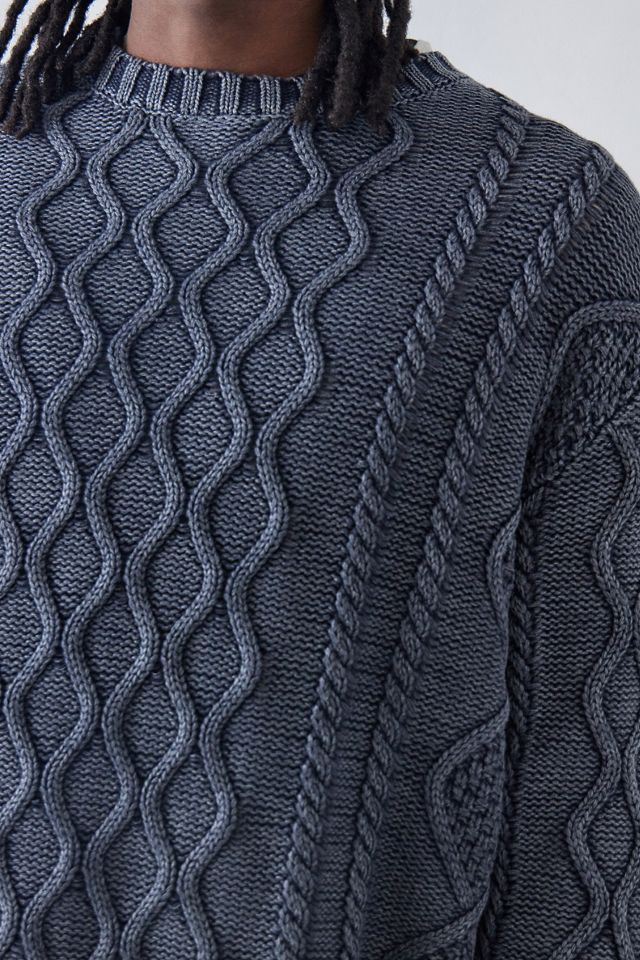 Pull en maille torsadée noir délavé BDG #2