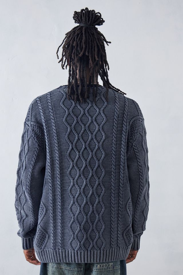 Pull en maille torsadée noir délavé BDG #3