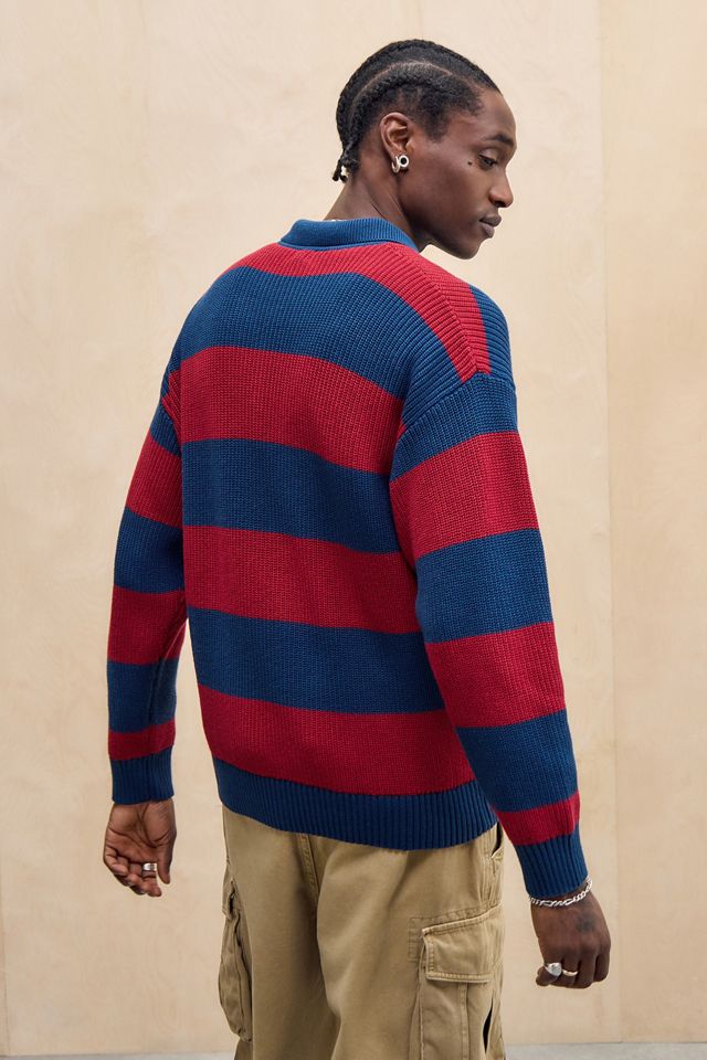 BDG Rot & Blau Gestreiftes Strick-Rugby-Shirt #4